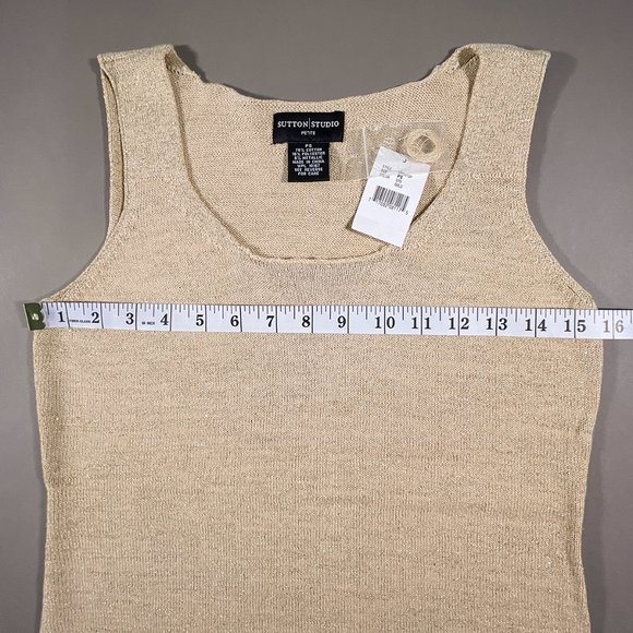 Sutton Studio Petite Gold Sparkle Sleeveless Tank Top‎ Size PS - Picture 8 of 12